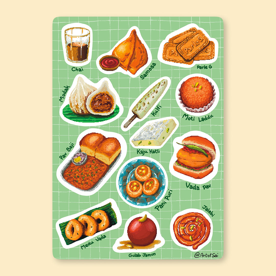 Indian Snacks Sticker Sheet